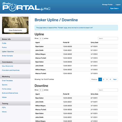 MWG Broker Portal Screenshot